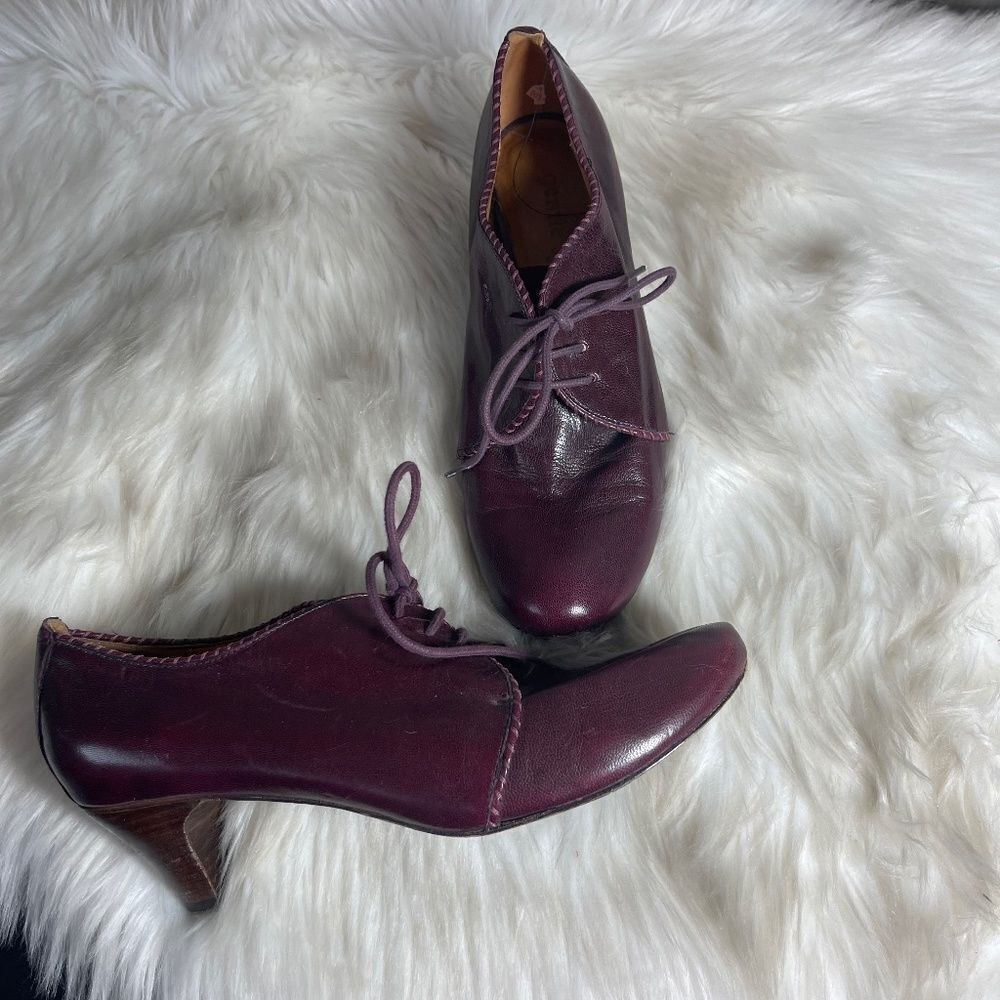 Gentle Souls Gel Mello Maroon Leather Lace Up Heels Sz 7.5‎